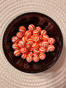 Silicone Swirl Bead 15mm Orange