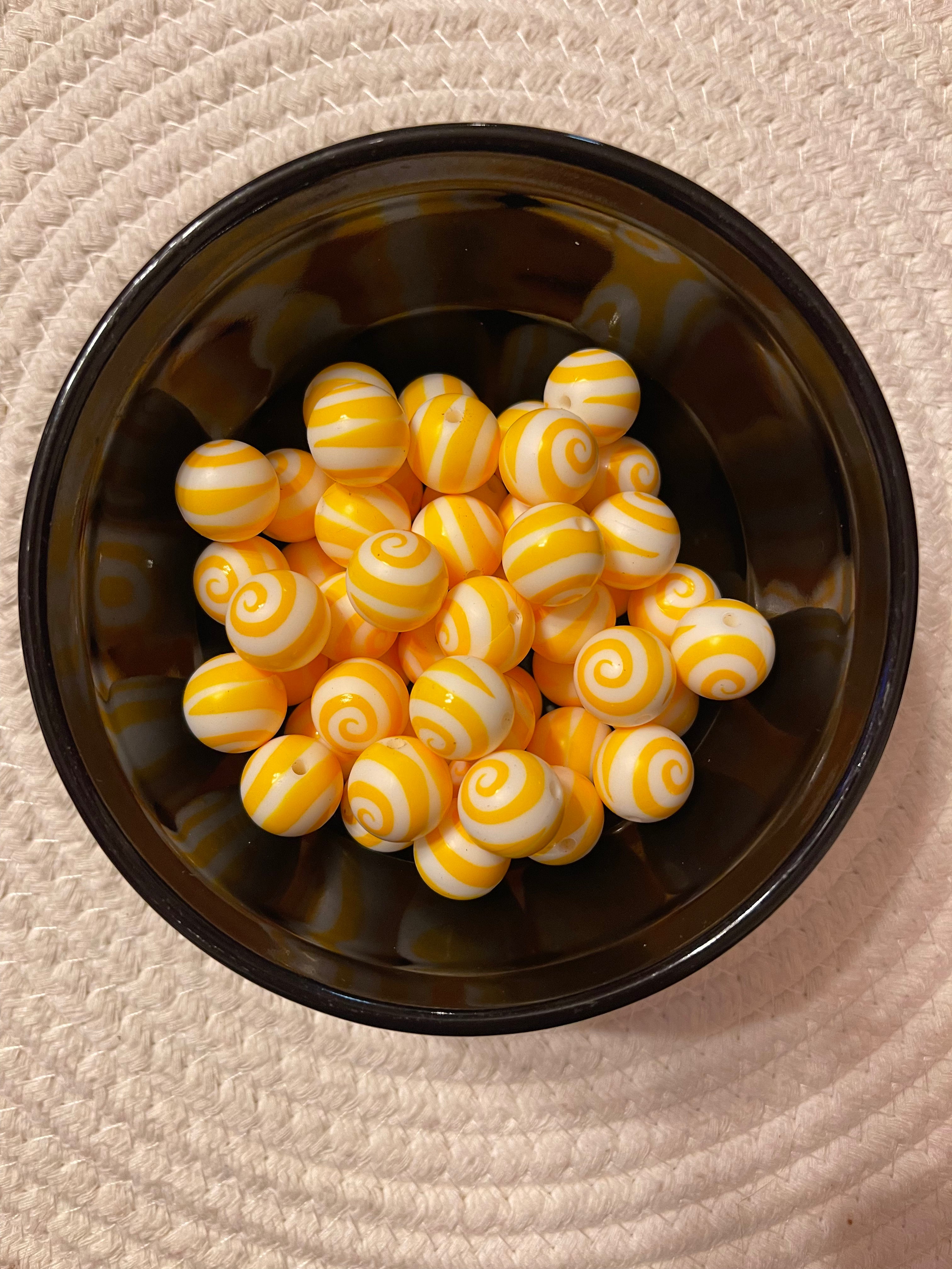 Silicone Swirl Bead 15mm Dark Yellow