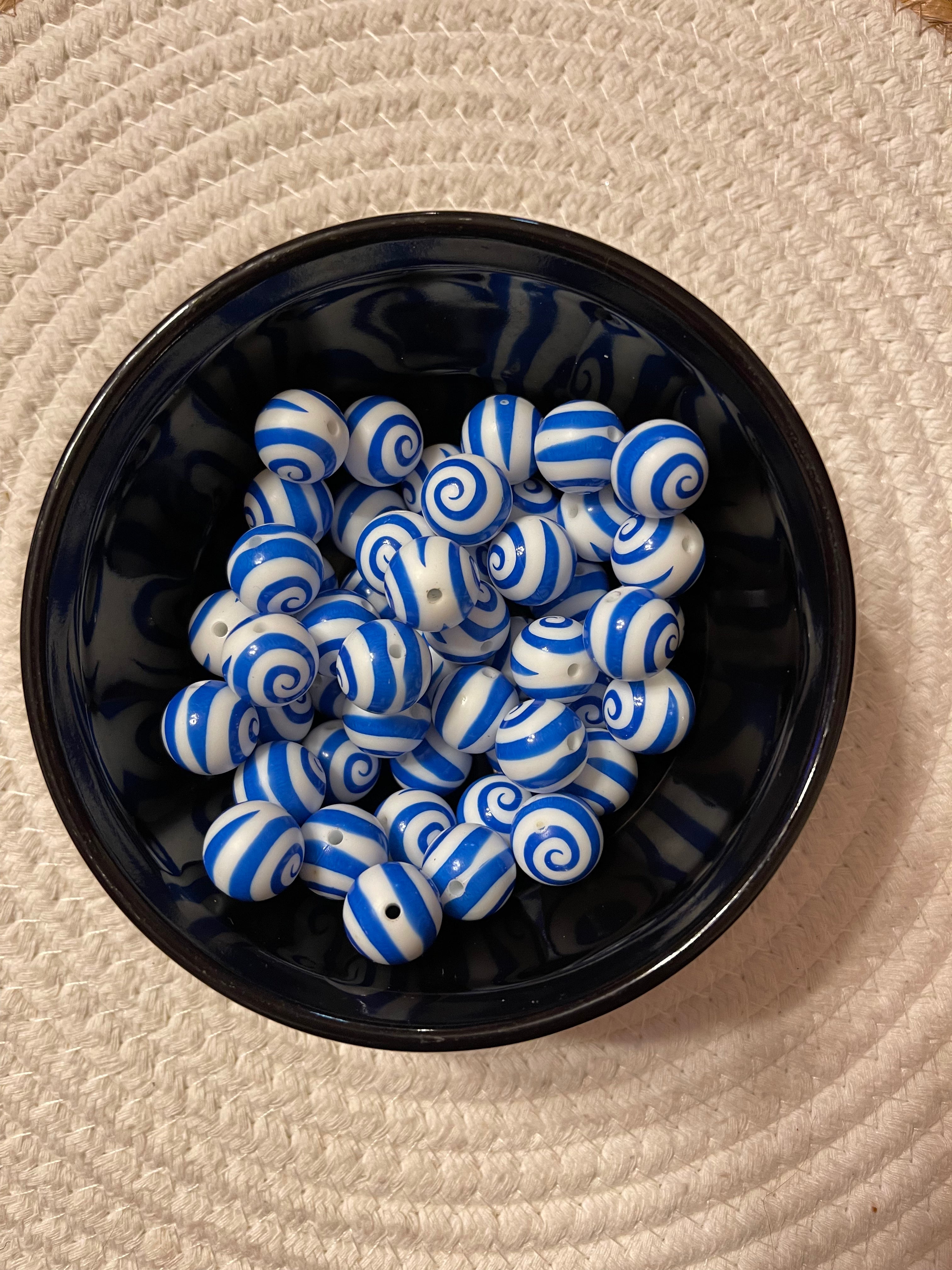 Silicone Swirl Bead 15mm Royal Blue