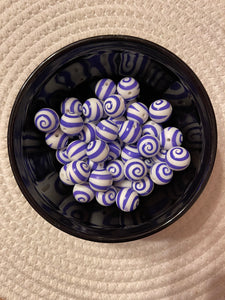 Silicone Swirl Bead 15mm Purple