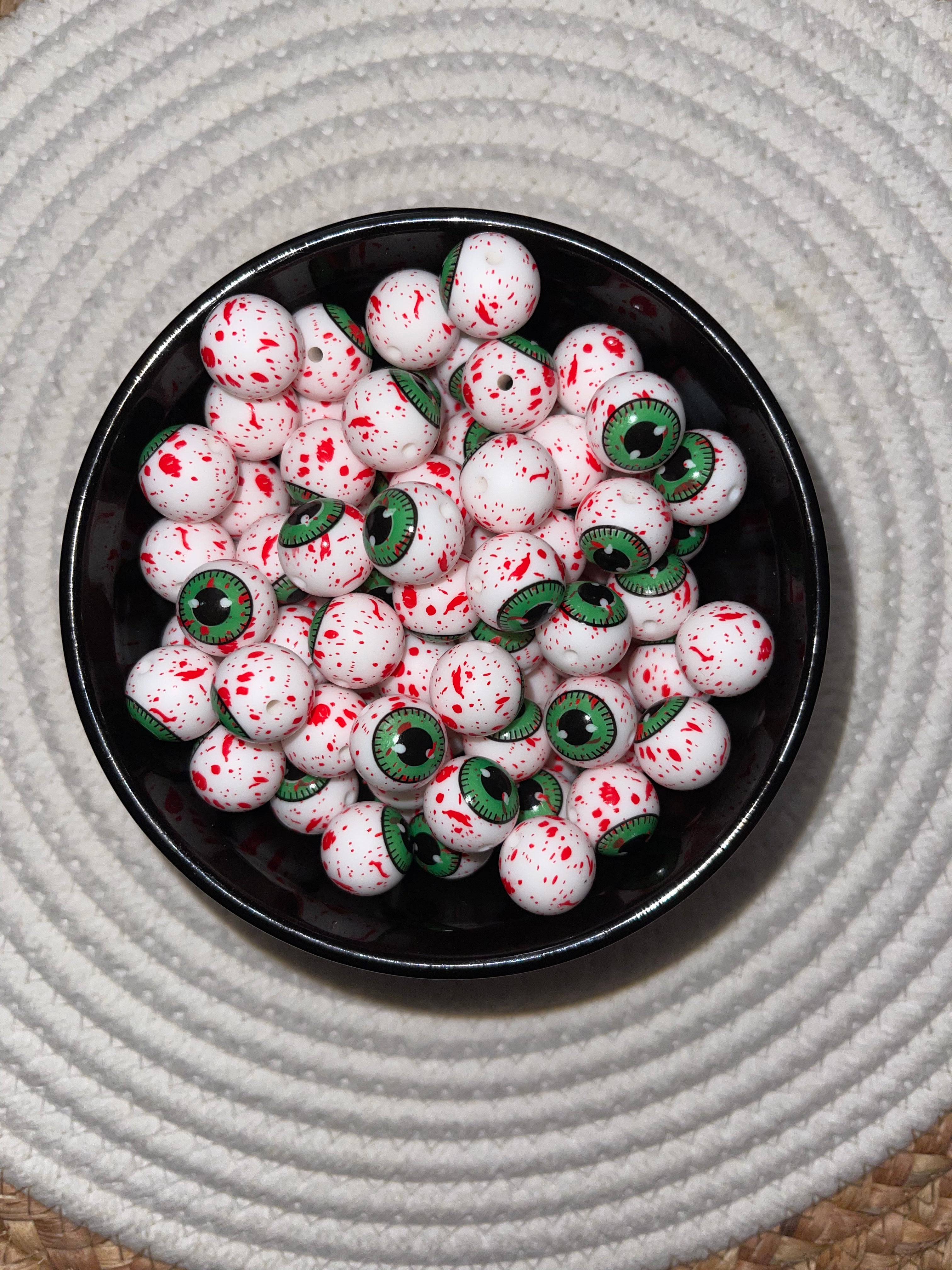 Splatter Eye Ball 15mm Silicone Bead Halloween