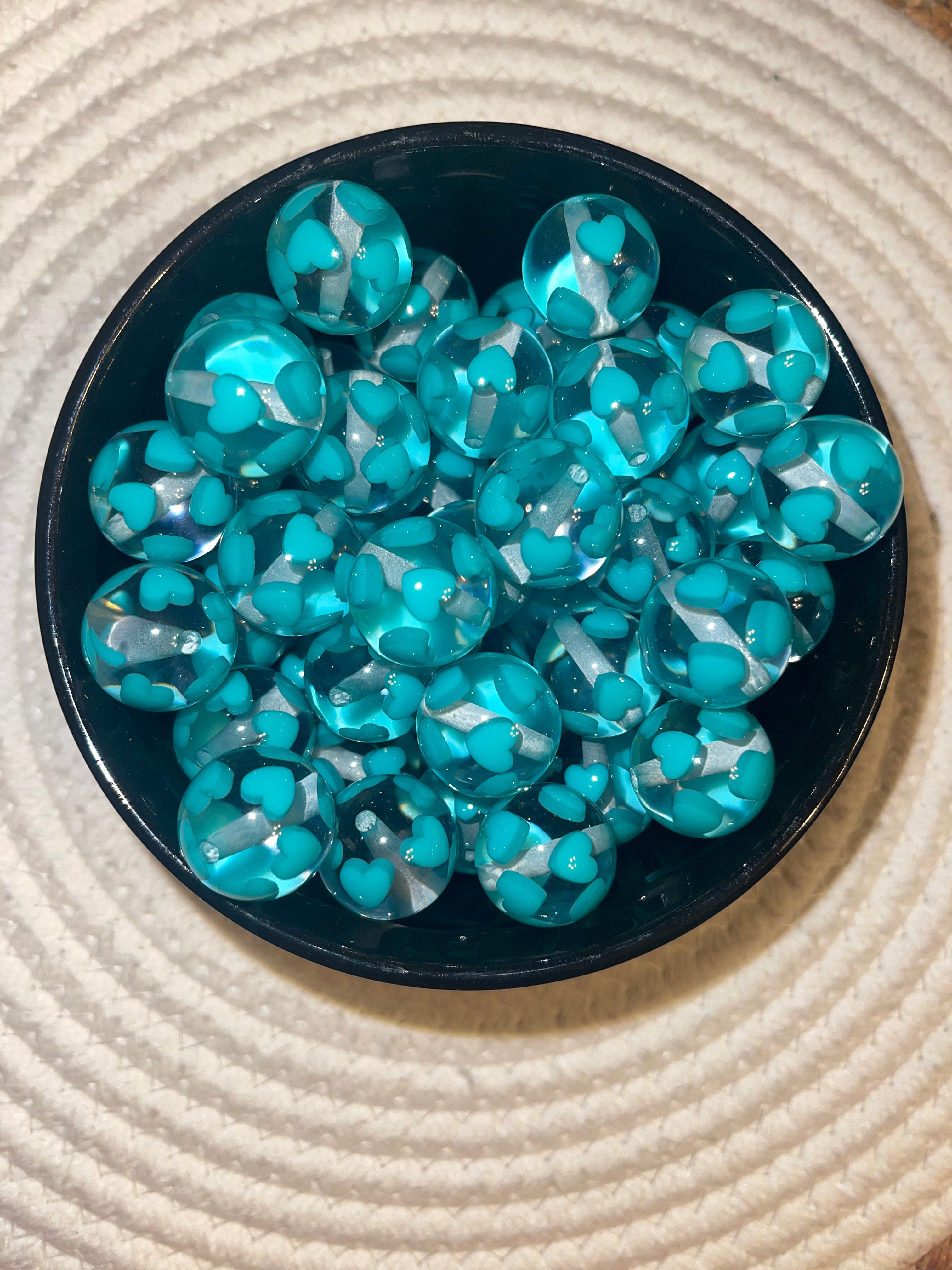 Clear acrylic Bead with Hearts/Stars (10 Beads)